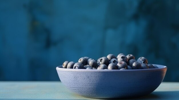 A bowl of blueberries on a table