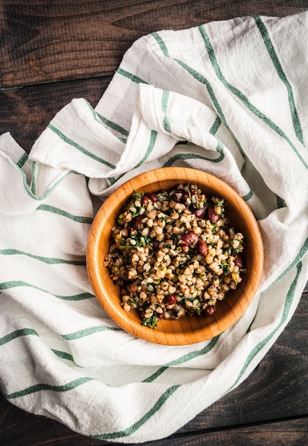 bowl of boiled buckwheat