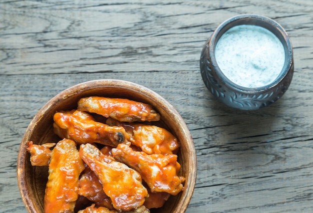 Bowl of buffalo chicken wings