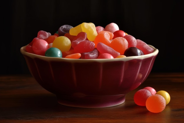 A bowl of candy with the word candy on it