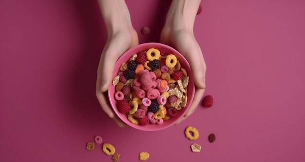 A bowl of cereal with fruit in it