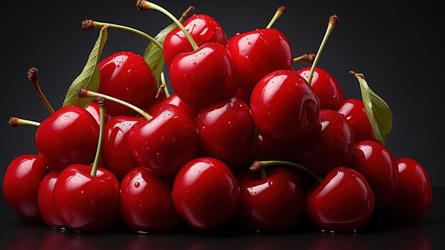 A bowl of cherries with a black background