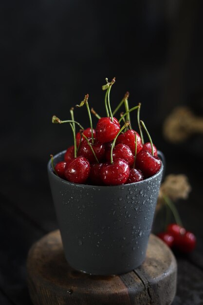 A bowl of cherries with the word cherries on it