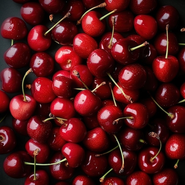 A bowl of cherries with the word cherry on the side