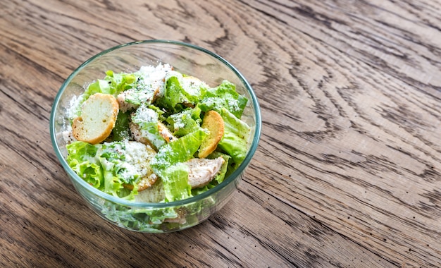 Bowl of chicken Caesar salad