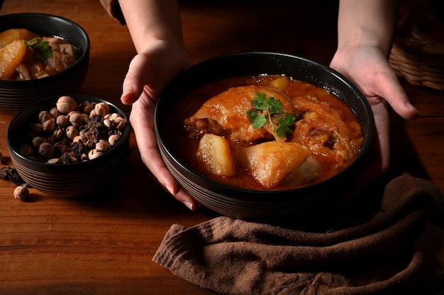 bowl of chicken Massaman Curry soup