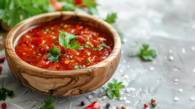 a bowl of chili with a green pepper on the side