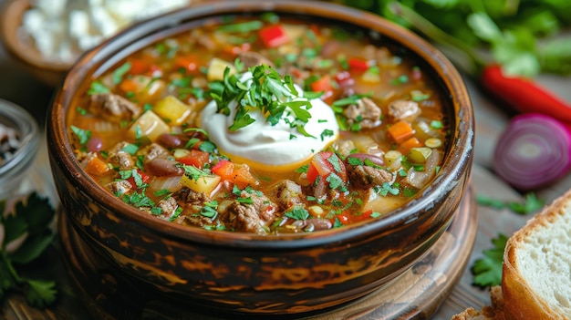 Bowl of Chili With Sour Cream