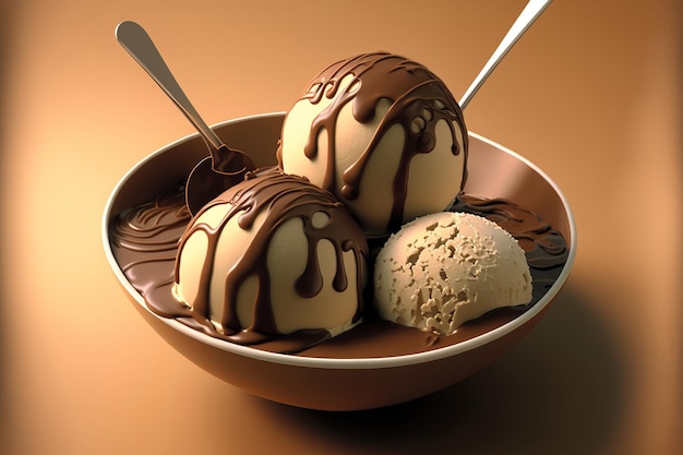 A bowl of chocolate coffee ice cream balls