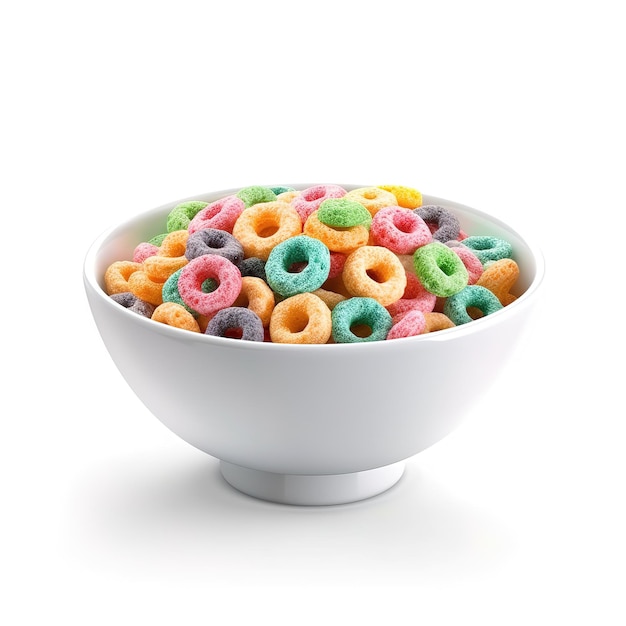 bowl of colorful circle cereal with milk