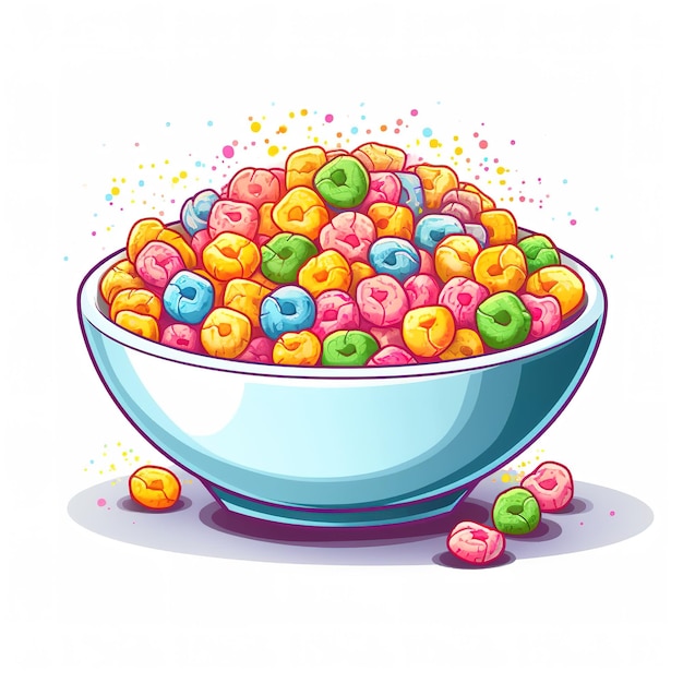 bowl of colorful circle cereal with milk