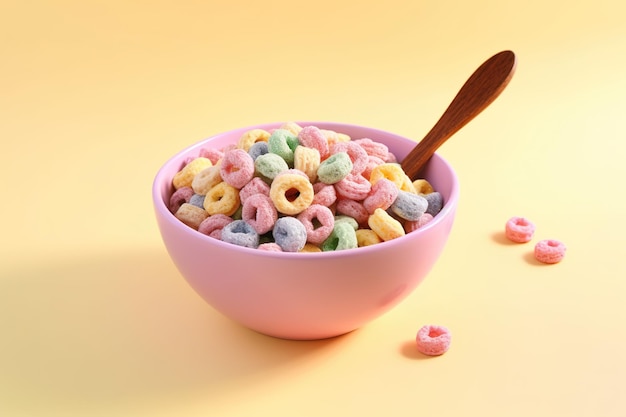 bowl of colorful circle cereal with milk