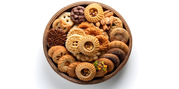 A bowl of cookies with different flavors