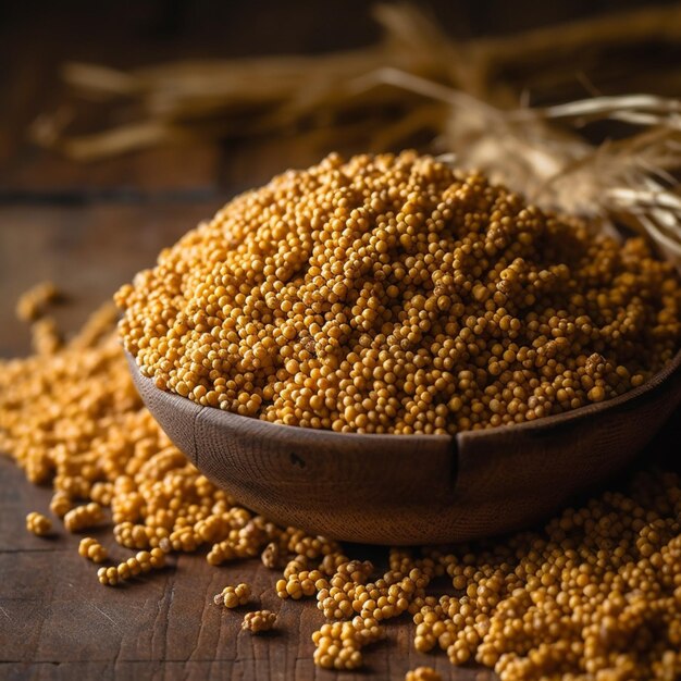 A bowl of couscous with a straw on the table