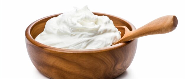 a bowl of cream in a brown bowl with a white cloth in it