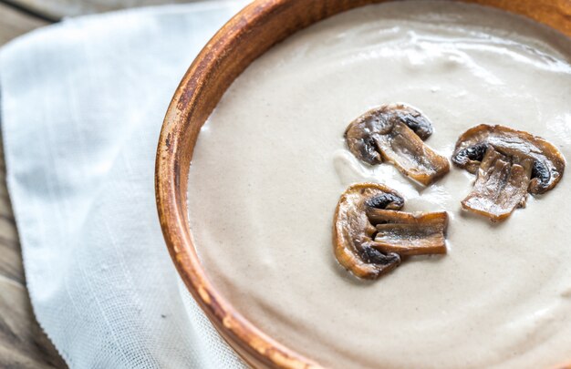 Bowl of creamy mushroom soup