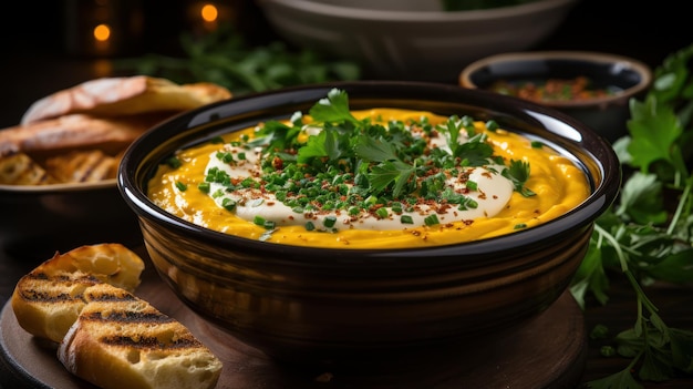 A bowl of creamy and nutritious sweet potato and lentil soup