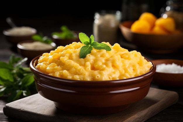 Photo a bowl of creamy orangecolored macaroni and cheese orange image photography