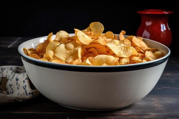 Bowl of crispy chips ready for stacking or sprinkling with salt and pepper