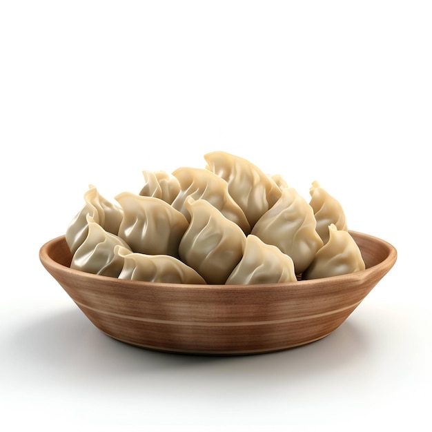 Photo bowl of dumplings isolated on white background 3d rendering