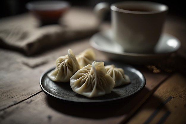 A bowl of dumplings on the table chinese dumplings asian food generated by ai