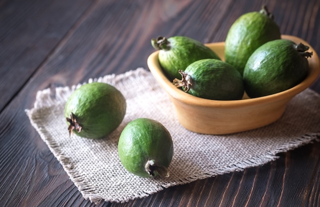 Bowl of feijoa fruits