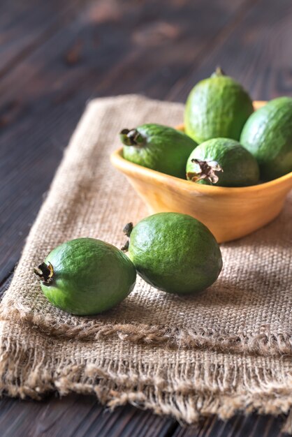 Bowl of feijoa fruits