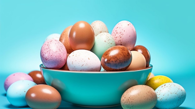 bowl filled with colorful chocolate eggs