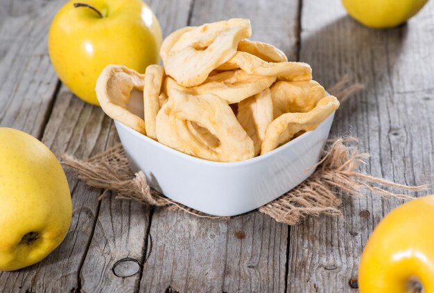 A bowl filled with dried Apples