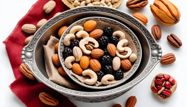 Photo a bowl filled with nuts on a table