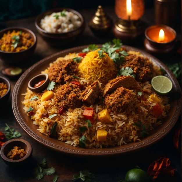 A bowl filled with rice and meat on top of a table