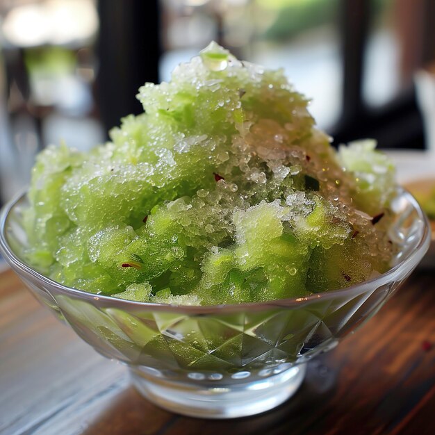 その上に氷がある食べ物の鉢