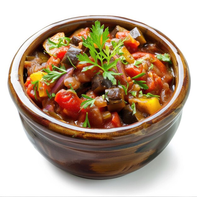 a bowl of food that has a leaf on it