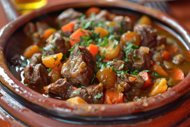 a bowl of food that has meat and vegetables in it