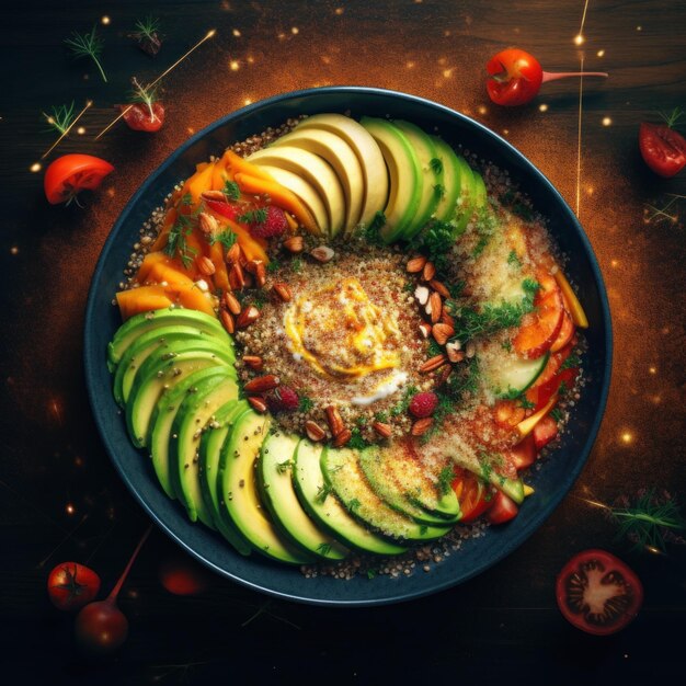 아보카도와 토마토가 들어간 음식 한 그릇 Generative AI 이미지