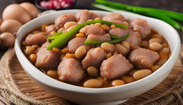 Photo a bowl of food with beans and beans on it