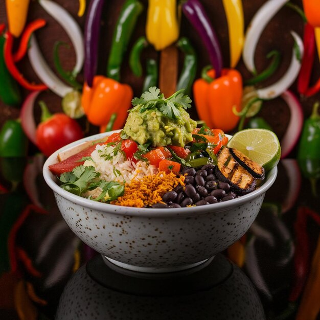 Foto una ciotola di cibo con fagioli fagioli e verdure