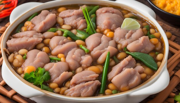 Photo a bowl of food with beans and peas