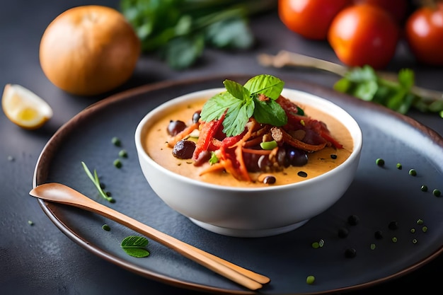 a bowl of food with black beans and black beans