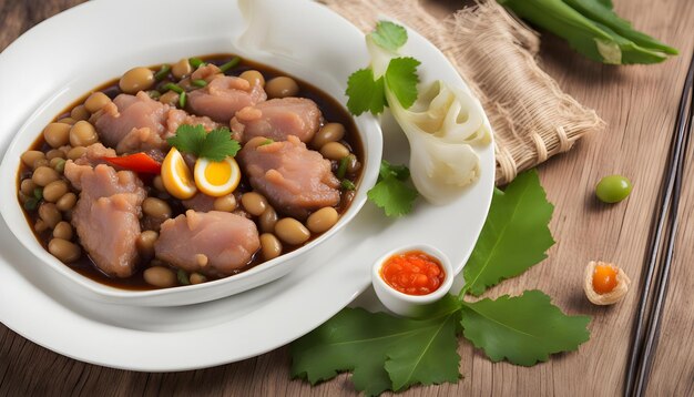 Photo a bowl of food with eggs and vegetables on a plate