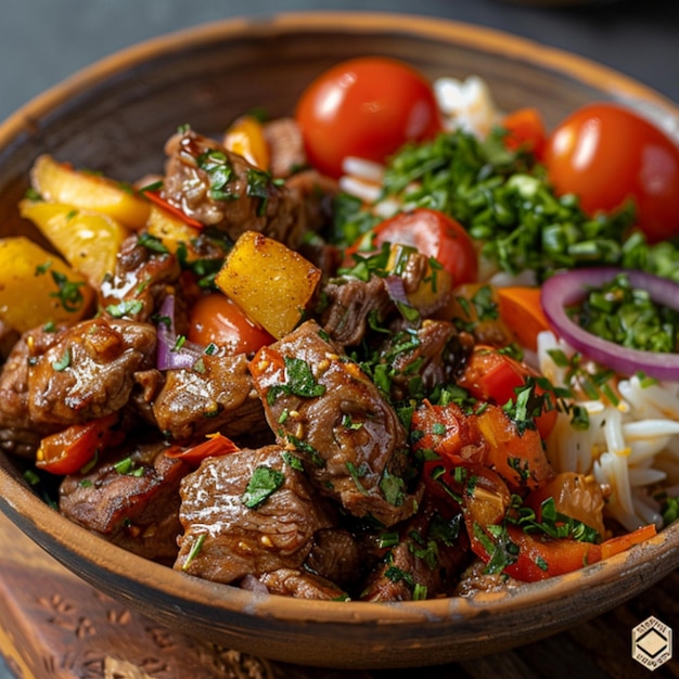 a bowl of food with a green rim and a bowl of rice and vegetables