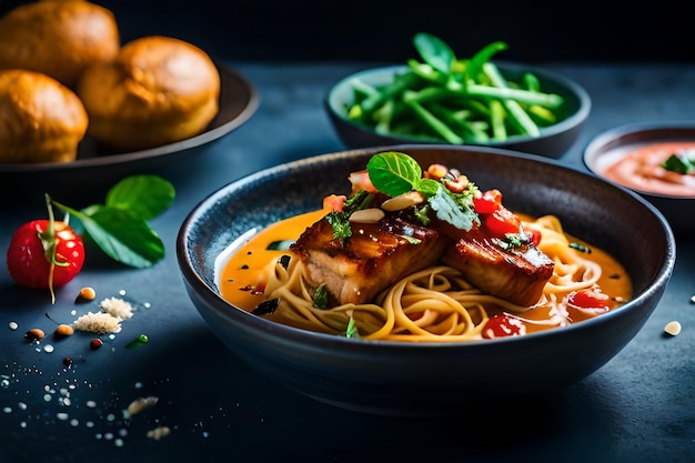 a bowl of food with meat and vegetables