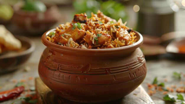 A bowl of food with rice and meat in it