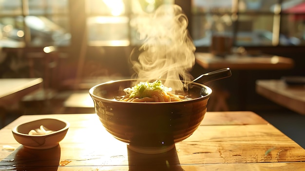 Photo a bowl of food with a spoon and spoon in it