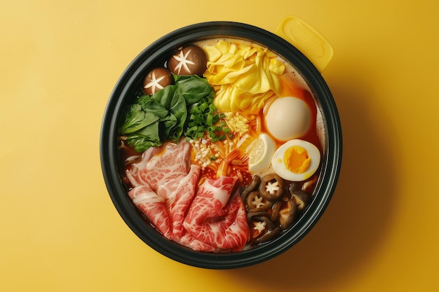 Photo a bowl of food with a variety of ingredients including beef carrots and peas