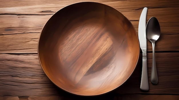 A bowl and a fork sit on a table next to it.