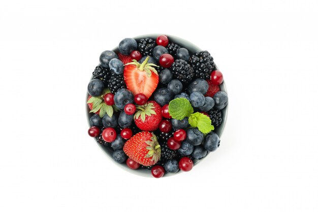 Bowl of fresh berries isolated