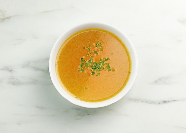 Bowl of fresh chicken bouillon