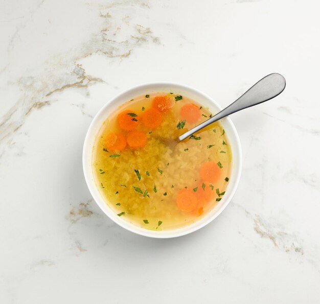 Bowl of fresh chicken bouillon