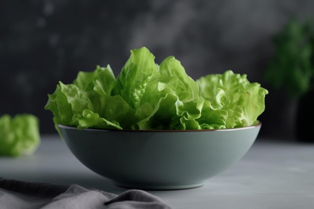 Bowl fresh green lettuce Generate Ai